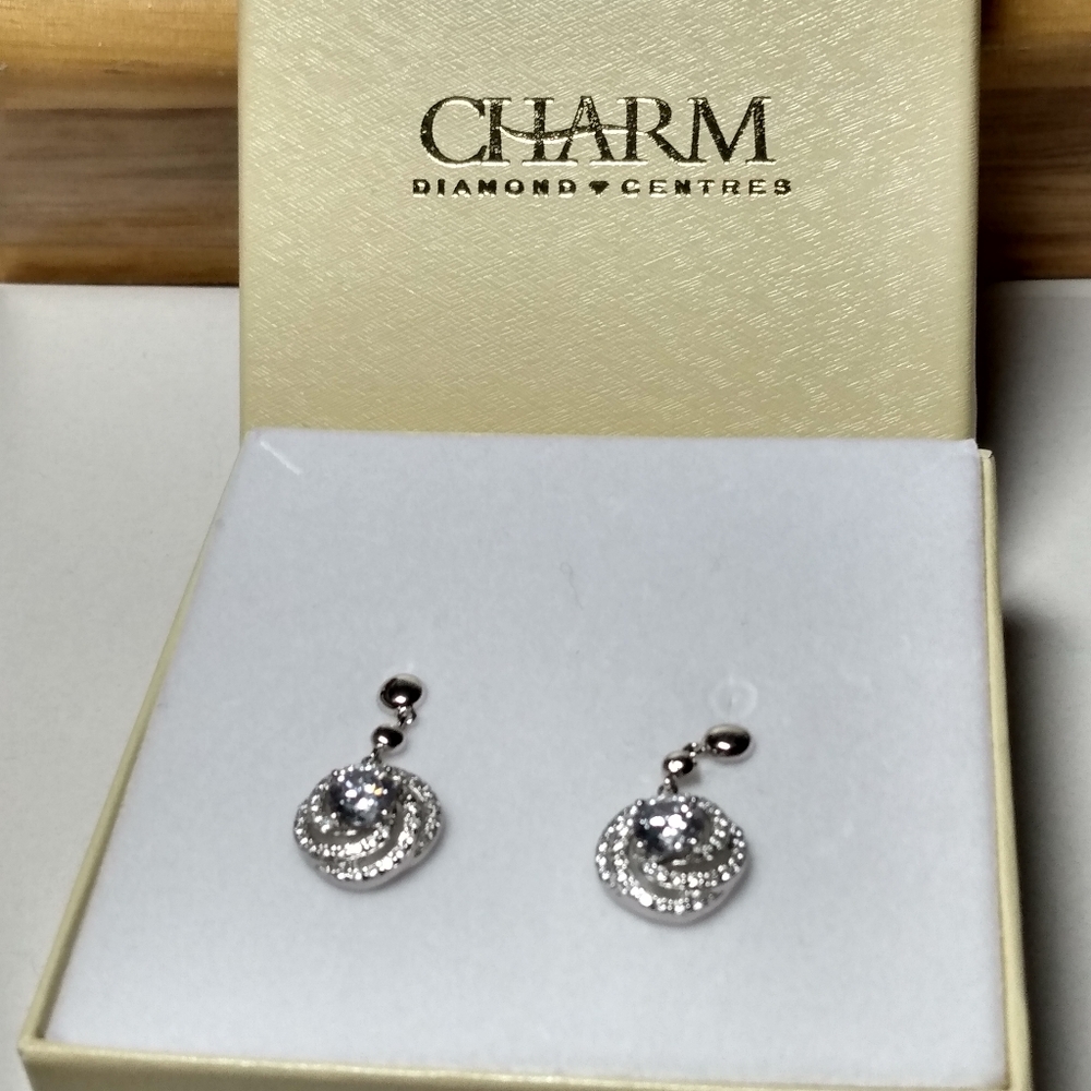 NEW Sterling Silver Cubic Zirconia Drop Earrings